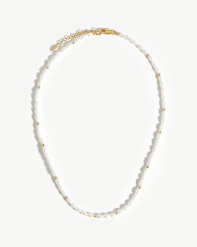 Short Seed Pearl Beaded Necklace | 18ct Gold Plated/Pearl - Missoma - Modalova