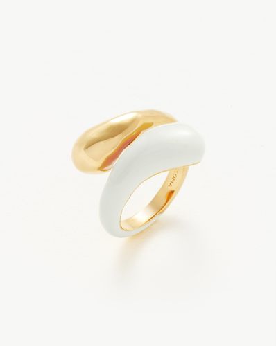 Squiggle Two Tone Enamel Crossover Ring | 18ct Gold Vermeil/Bright White - Missoma - Modalova