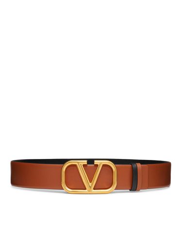 REVERSIBLE VLOGO SIGNATURE BELT IN POLISHED CALFSKIN 40 MM - Woman - Valentino Garavani - Modalova