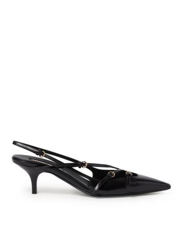 Brushed leather slingback pumps with buckles - Woman - Miu Miu - Modalova