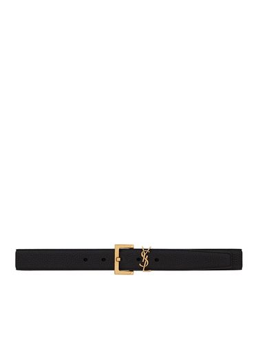 CASSANDRE BELT WITH SQUARE BUCKLE IN HAMMERED LEATHER - Woman - Saint Laurent - Modalova