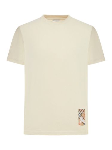 COTTON T-SHIRT WITH CHECK APPLICATION - Man - Burberry - Modalova