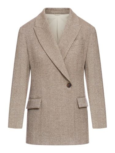 Double-breasted herringbone blazer - Woman - Brunello Cucinelli - Modalova