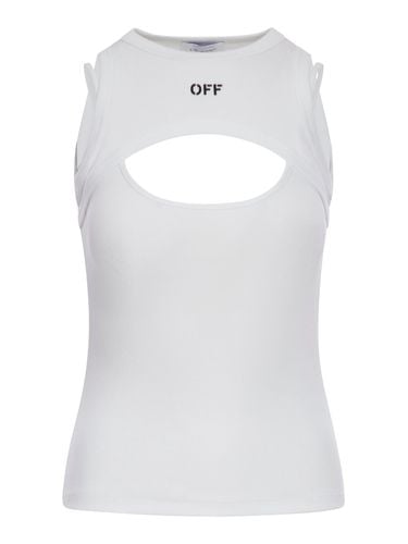 RIBBED TOP WITH FRONT LOGO - Off- - Woman - Off-white - Modalova