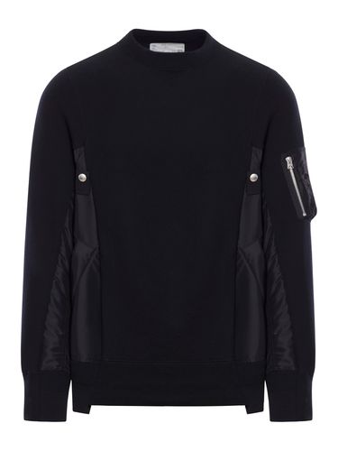 CREWNECK SWEATSHIRT WITH NYLON INSERTS - Man - Sacai - Modalova