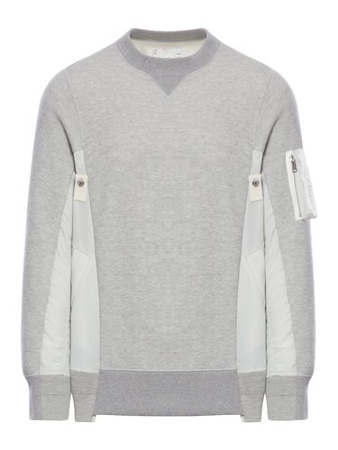 CREWNECK SWEATSHIRT WITH NYLON INSERTS - Man - Sacai - Modalova