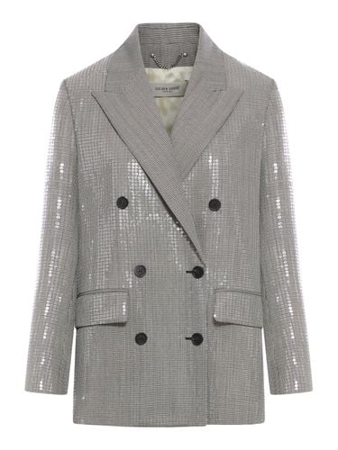 DOUBLE BREASTED JACKET IN MICRO PIED DE POULE AND SEQUINS - Woman - Golden Goose Deluxe Brand - Modalova