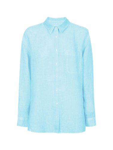 Soft faded linen long sleeve classic shirt - - Woman - 120% Lino - Modalova