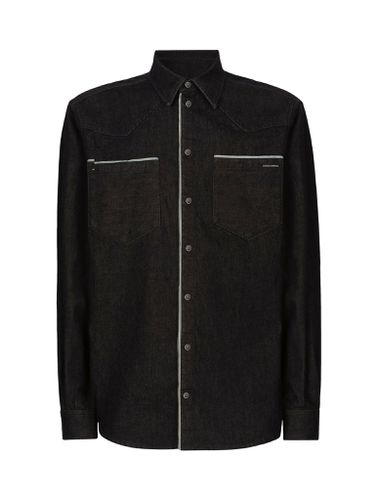 Denim shirt with contrasting finishes - - Man - Dolce & Gabbana - Modalova