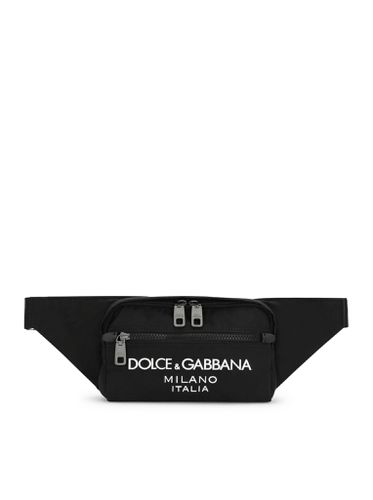 SMALL NYLON BAG WITH RUBBER LOGO - - Man - Dolce & Gabbana - Modalova