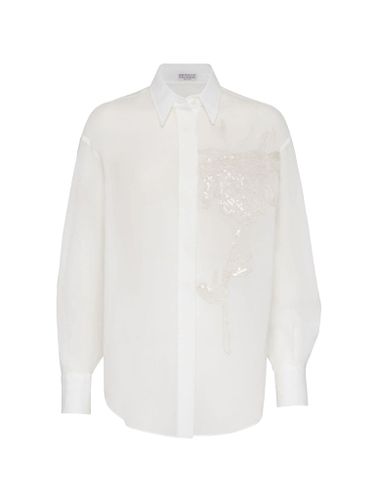 Shirt with floral embroidery - - Woman - Brunello Cucinelli - Modalova