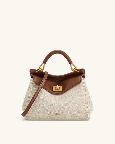 Lucia Classic Top Handbag - Brown Canvas - JW PEI - Modalova