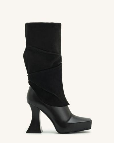 Reyna Square Toe Platform Knit Boots - Black - JW PEI - Modalova