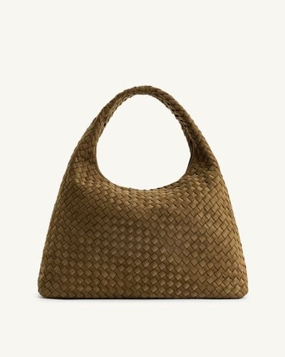 Iaura Faux Suede Woven Shoulder Bag - Olive Green - JW PEI - Modalova