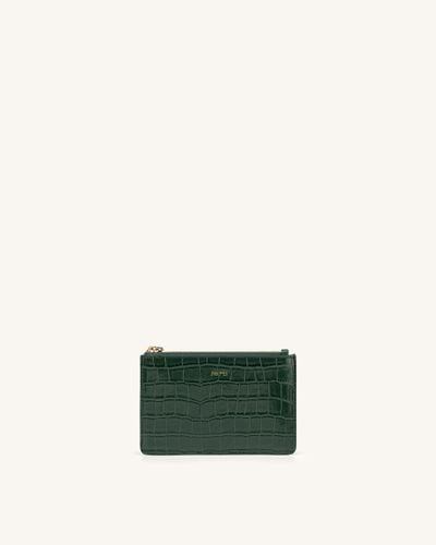 Quinn Zipped Card Holder- Dark Green Croc - JW PEI - Modalova