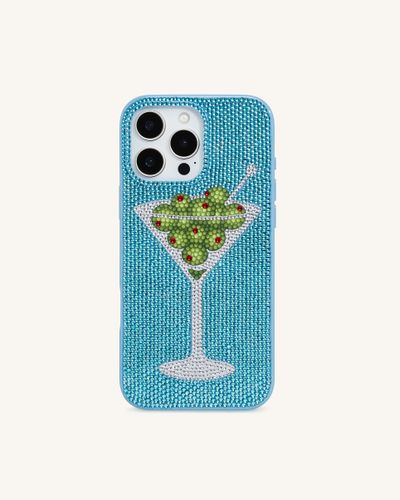 Olive Coque de téléphone martini en cristal artificiel - Bleu clair - JW PEI - Modalova