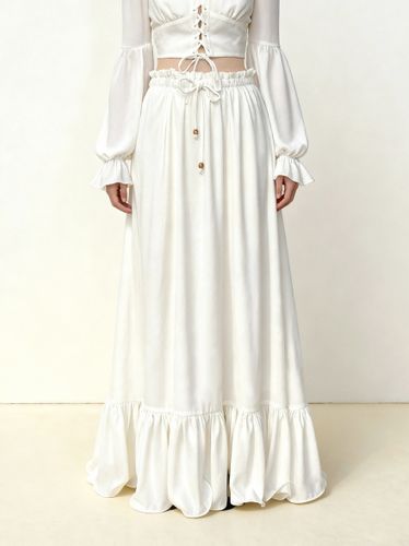 Jupe longue en mousseline à cordon de serrage - Blanc - JW PEI - Modalova