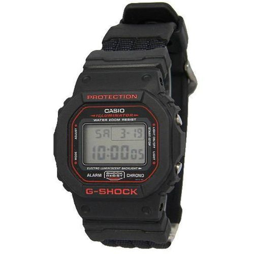 Men's Watch - G-Shock Alarm Black Resin and Nylon Strap Digital / DW-5600EB-1 - Casio - Modalova
