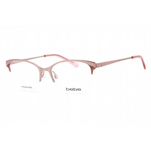 Women's Eyeglasses - Rose Gold Metal Half Rim Rectangular Frame / BB5204 770 - Bebe - Modalova