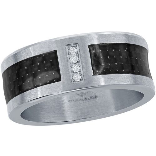 Men's Black Carbon Fiber CZ Ring - SW-2095 - Blackjack - Modalova