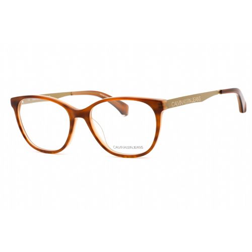 Unisex Eyeglasses - Amber Horn/Beige Cat Eye Frame / CKJ481 244 - Calvin Klein Jeans - Modalova