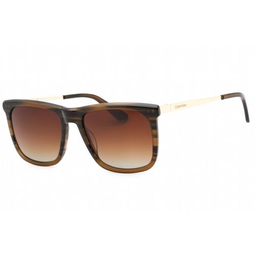 Men's Sunglasses - Striped Brown Rectangular Plastic Frame / CK22536S 240 - Calvin Klein - Modalova