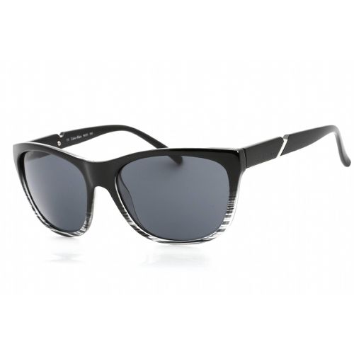 Women's Sunglasses - Black Stripes Square Plastic / R655S 003 - Calvin Klein Retail - Modalova
