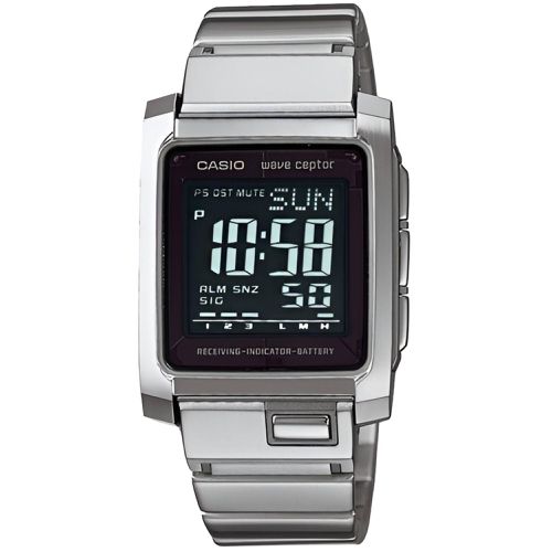 Men's Watch - Wave Ceptor Alarm Black Digital Dial Silver Steel / WV-300DA-7B - Casio - Modalova