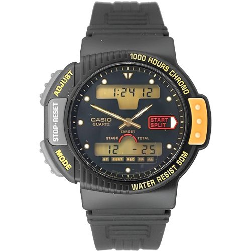 Men's Watch - Black and Grey Ana-digi Dial Resin Strap Chronograph / AW-23-1E - Casio - Modalova