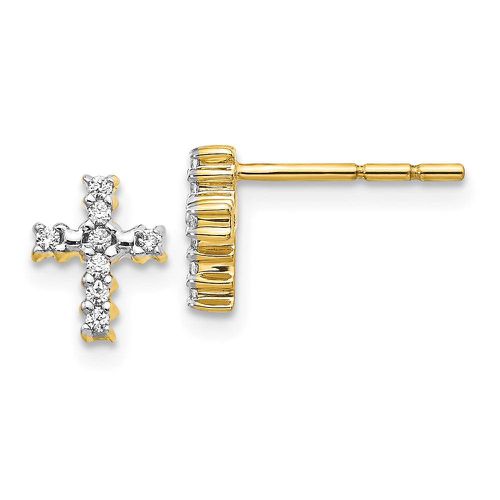 K Gold Polished Diamond Cross Post Earrings - Jewelry - Modalova