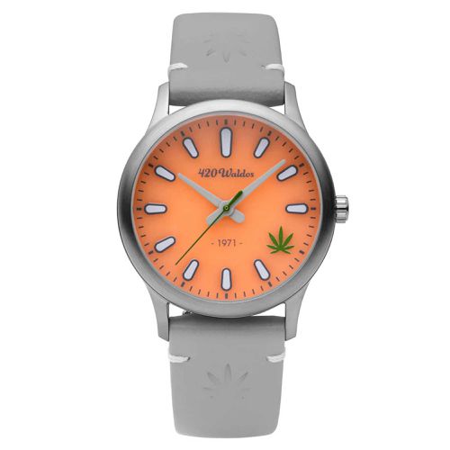 Women's Quartz Watch - Mary Jane Orange Dial Genuine Leather Strap / W2015 - 420Waldos - Modalova