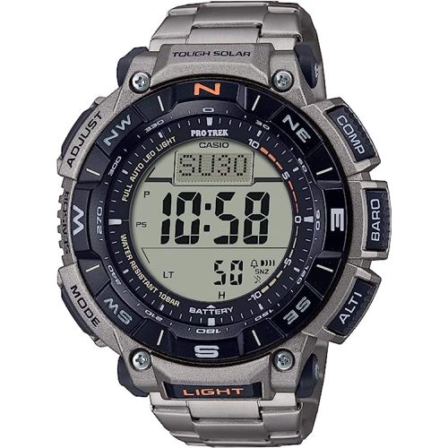 Men's Digital Watch - Pro Trek Compass Grey Titanium Bracelet / PRG-340T-7CR - Casio - Modalova