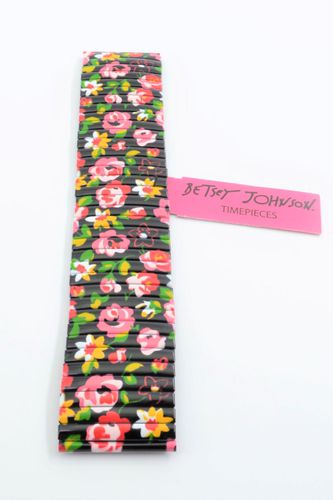 Unisex 28mm Flower Print SS Watch Bracelet - Betsey Johnson - Modalova
