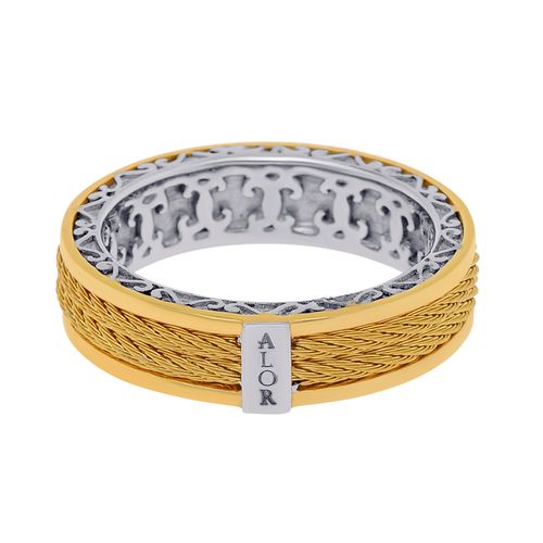 Stainless Steel and 18K Yellow Gold Cable Band Ring Sz. 10 02-37-S702-00 - Alor - Modalova