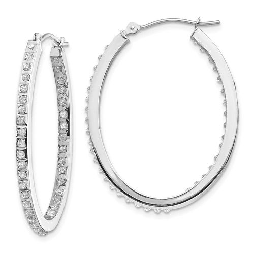 K White Gold Diamond Fascination Oval Hinged Hoop Earrings - Jewelry - Modalova