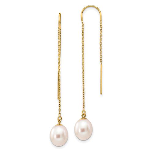 K 7-8mm White Rice Freshwater Cultured Pearl Dangle Threader Earrings - Jewelry - Modalova