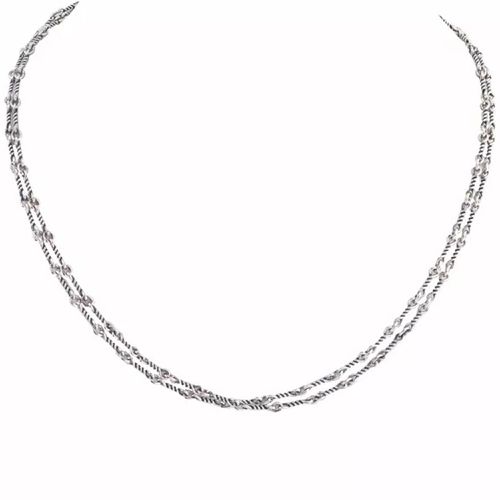 Italy Women's Necklace - Double Twisted Design Chain Silver, 18 inch / VHC 1270D-18 - Alisa - Modalova