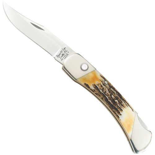 Knife - Genuine India Stag Bone Automatic Lockback Steel Blade / BS5A97 - Bear & Son - Modalova