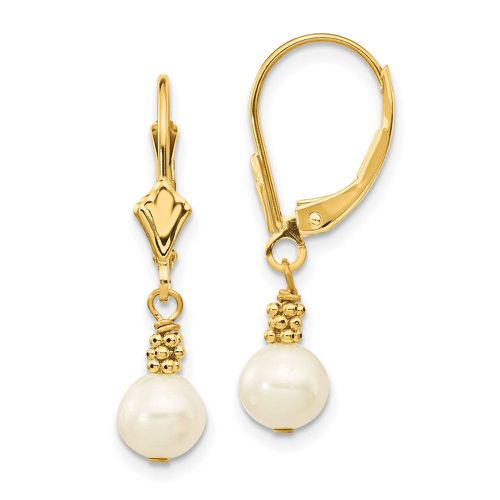 K 5-6mm White Semi-round Freshwater Cultured Pearl Leverback Earrings - Jewelry - Modalova