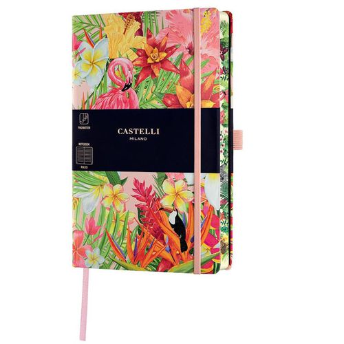 Notebook - Eden Jungle Design Medium A5, Ruled, Flamingo / QC6BI-005 - Castelli - Modalova