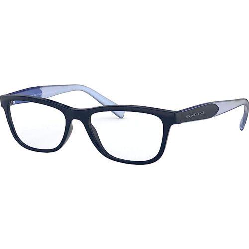 Unisex Eyeglasses - Shiny Blue Rectangular Frame / 0AX3068 8302 - Armani Exchange - Modalova
