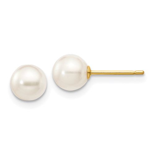 K 5-6mm Round White Saltwater Akoya Cultured Pearl Stud Post Earrings - Jewelry - Modalova