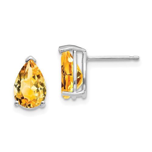 K White Gold 9x6mm Pear Citrine Earrings - Jewelry - Modalova