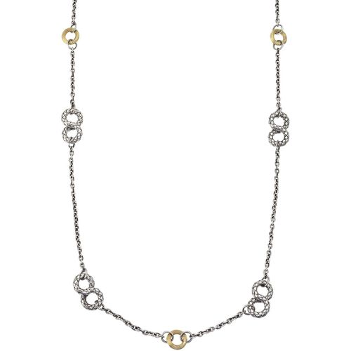 Italy Women's Necklace - Traversa Loop and Fluted YG and Silver, 36 inch / VHN 1041 - Alisa - Modalova