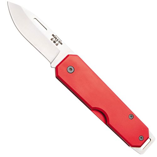 Knife - Aluminum Handle Steel Blade Red Folding, 3 7/8 inch / BS110RD - Bear & Son - Modalova