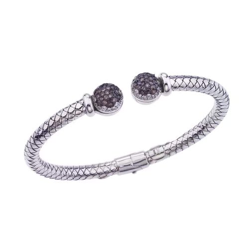 Italy Unisex Cuff Bracelet - Traversa 925 Sterling Silver Diamond / VHB 1139 DCW - Alisa - Modalova