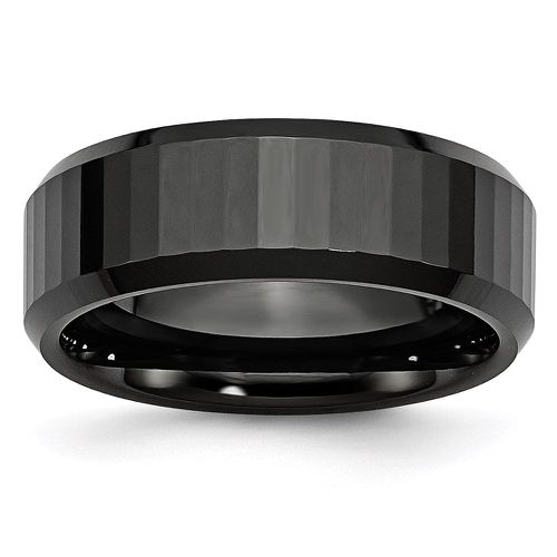 Ceramic Beveled Edge, Black Faceted 8mm Polished Band - Chisel - Modalova