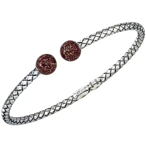 Italy Women's Bracelet - Enamel Two Burgundy Speckled Ends Silver Metal / VHB 1579 BUS - Alisa - Modalova
