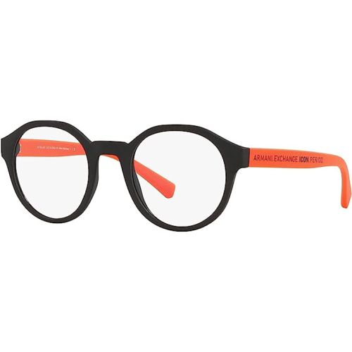 Men's Eyeglasses - Matte Black Round Full-Rim Frame / 0AX3085 8078 - Armani Exchange - Modalova