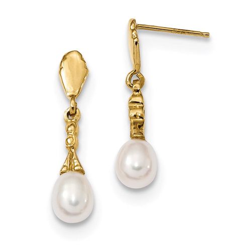 K 5-6mm White Teardrop Freshwater Cultured Pearl Dangle Post Earrings - Jewelry - Modalova